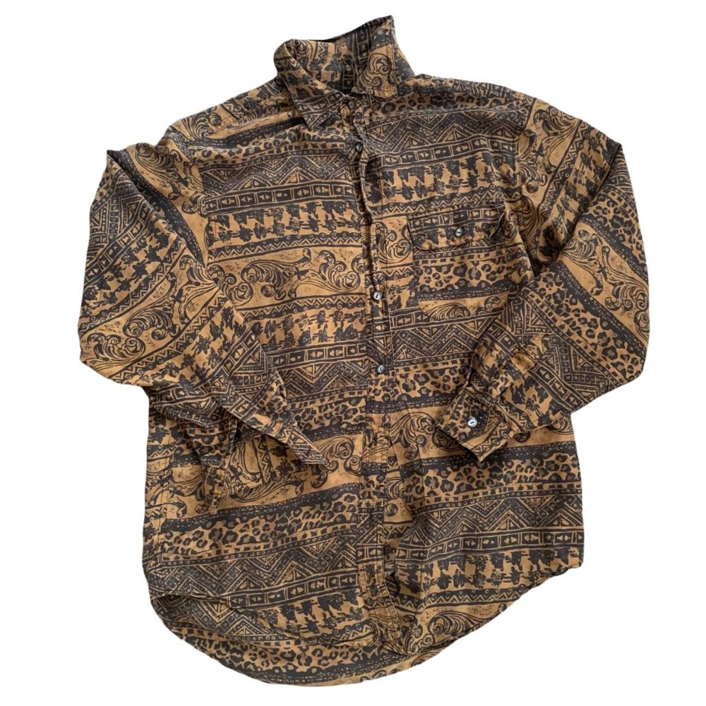 Diane Gilman For Soliloquy Abstract Print 100% Silk Shirt S